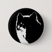 Schwarz-Weiß-Wolf Button (Vorderseite)