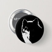 Schwarz-Weiß-Wolf Button (Vorne & Hinten)