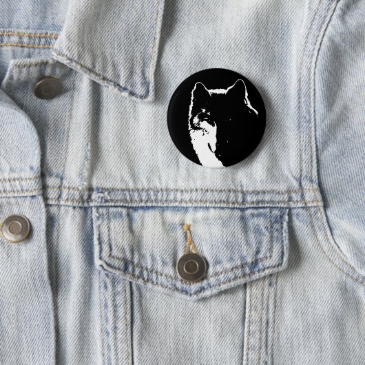Schwarz-Weiß-Wolf Button (Beispiel)
