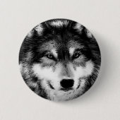 Schwarz-Weiß-Wolf Button (Vorderseite)