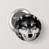 Schwarz-Weiß-Wolf Button (Vorne & Hinten)