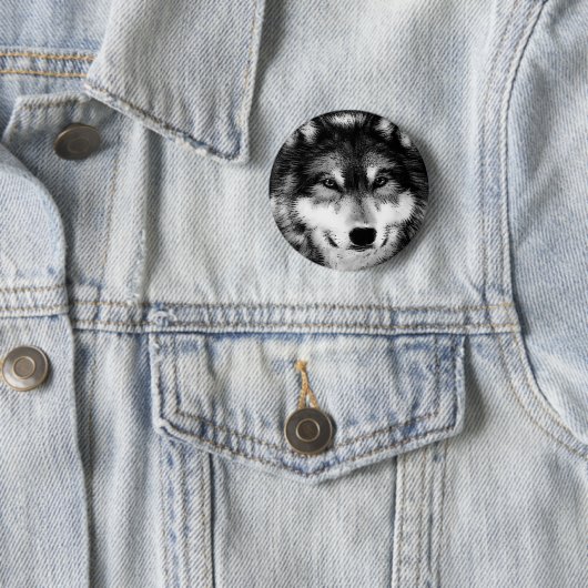 Schwarz-Weiß-Wolf Button (Beispiel)