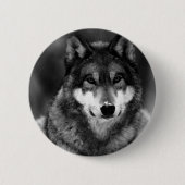 Schwarz-Weiß-Wolf Button (Vorderseite)