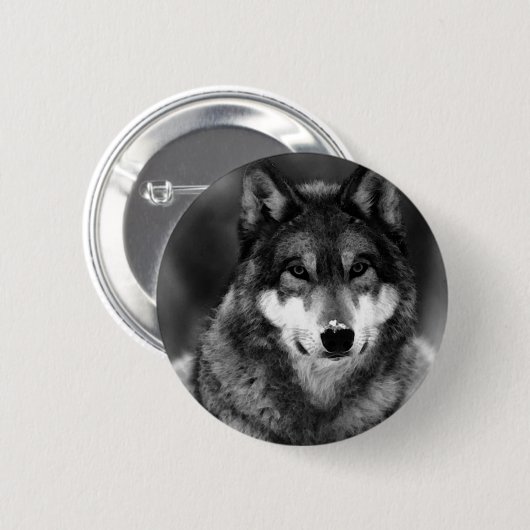 Schwarz-Weiß-Wolf Button (Vorne & Hinten)