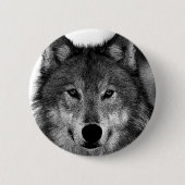 Schwarz-Weiß-Wolf Button (Vorderseite)