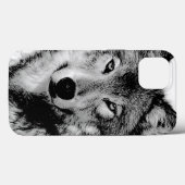 Schwarz-Weiß-Wolf Case-Mate iPhone Hülle (Rückseite (Horizontal))