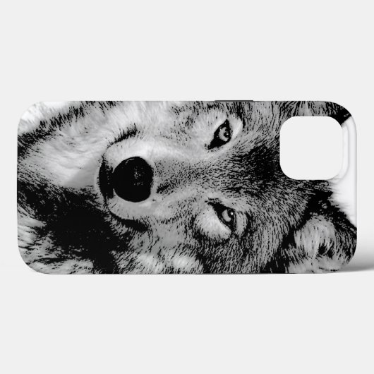 Schwarz-Weiß-Wolf Case-Mate iPhone Hülle (Rückseite (Horizontal))
