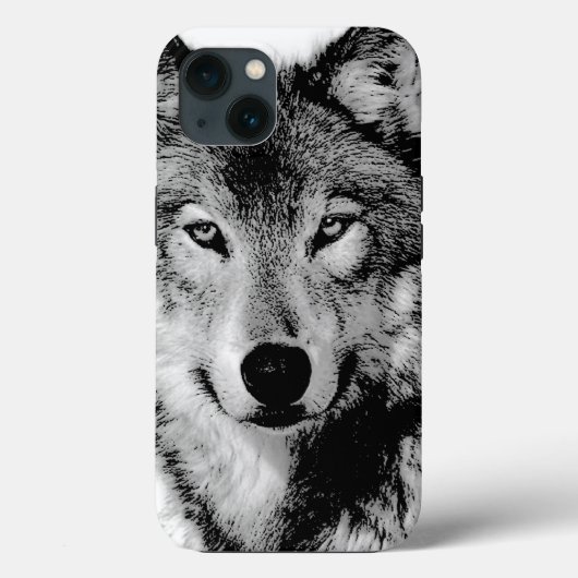 Schwarz-Weiß-Wolf Case-Mate iPhone Hülle (Rückseite)