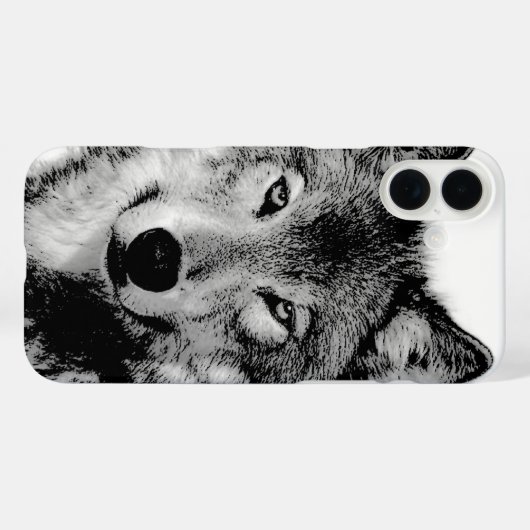 Schwarz-Weiß-Wolf Case-Mate iPhone Hülle (Rückseite (Horizontal))
