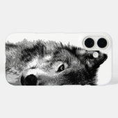 Schwarz-Weiß-Wolf Case-Mate iPhone Hülle (Rückseite (Horizontal))