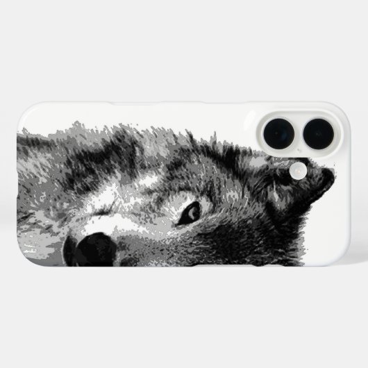 Schwarz-Weiß-Wolf Case-Mate iPhone Hülle (Rückseite (Horizontal))