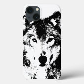 Schwarz-Weiß-Wolf Case-Mate iPhone Hülle (Rückseite)