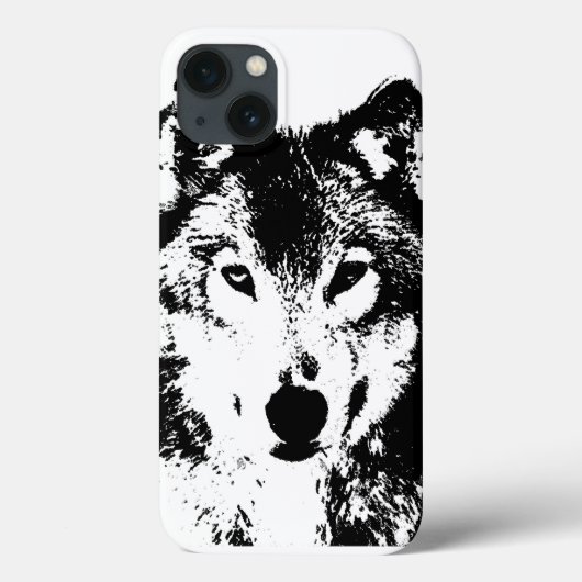 Schwarz-Weiß-Wolf Case-Mate iPhone Hülle (Rückseite)