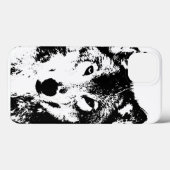 Schwarz-Weiß-Wolf Case-Mate iPhone Hülle (Rückseite (Horizontal))