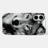 Schwarz-Weiß-Wolf Case-Mate iPhone Hülle (Rückseite (Horizontal))
