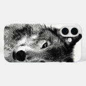 Schwarz-Weiß-Wolf Case-Mate iPhone Hülle (Rückseite (Horizontal))