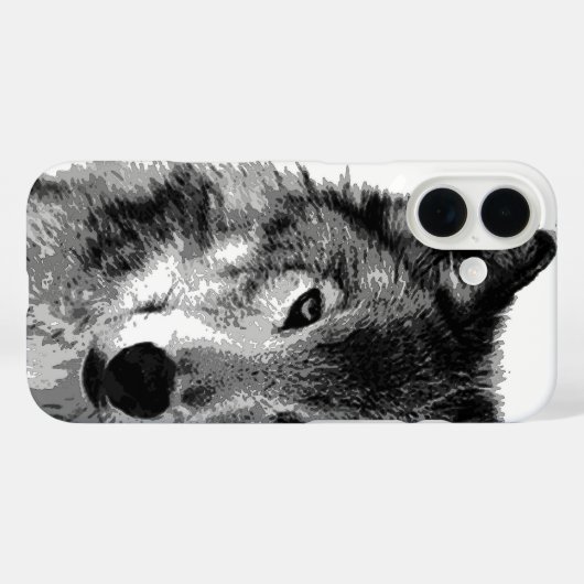 Schwarz-Weiß-Wolf Case-Mate iPhone Hülle (Rückseite (Horizontal))