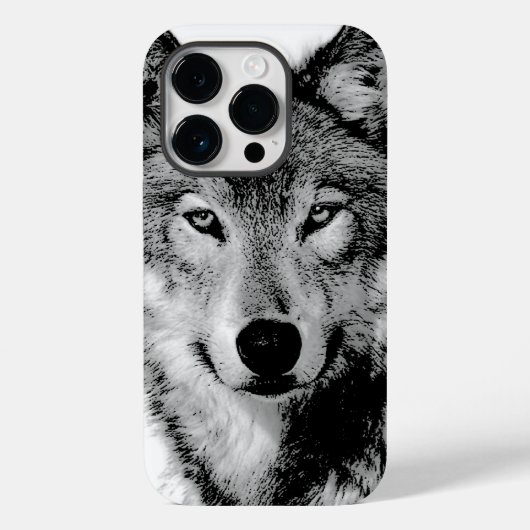 Schwarz-Weiß-Wolf Case-Mate iPhone Hülle (Rückseite)