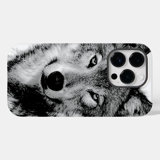 Schwarz-Weiß-Wolf Case-Mate iPhone Hülle (Rückseite (Horizontal))