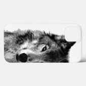 Schwarz-Weiß-Wolf Case-Mate iPhone Hülle (Rückseite (Horizontal))