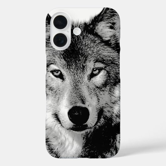 Schwarz-Weiß-Wolf Case-Mate iPhone Hülle (Rückseite)
