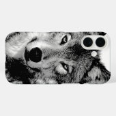 Schwarz-Weiß-Wolf Case-Mate iPhone Hülle (Rückseite (Horizontal))