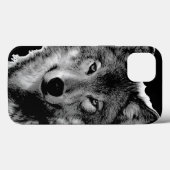 Schwarz-Weiß-Wolf Case-Mate iPhone Hülle (Rückseite (Horizontal))