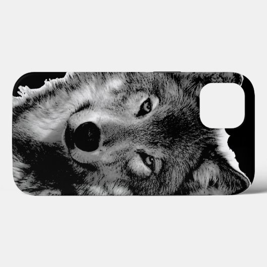 Schwarz-Weiß-Wolf Case-Mate iPhone Hülle (Rückseite (Horizontal))