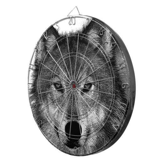 Schwarz-Weiß-Wolf Dartscheibe (Vorderseite rechts)