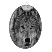 Schwarz-Weiß-Wolf Dartscheibe (Vorderseite Links)