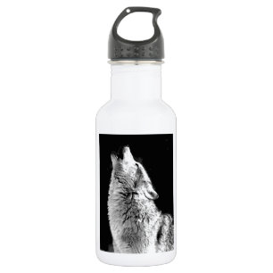 Schwarz-Weiß-Wolf Edelstahlflasche