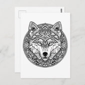 Schwarz-Weiß-Wolf-Farbstil Postkarte (Vorne/Hinten)