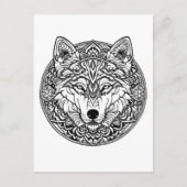 Schwarz-Weiß-Wolf-Farbstil Postkarte (Vorderseite)