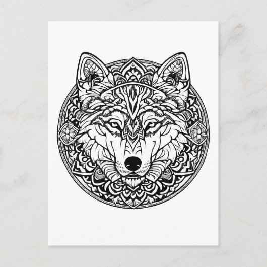 Schwarz-Weiß-Wolf-Farbstil Postkarte (Vorderseite)