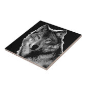 Schwarz-Weiß-Wolf Fliese (Seite)