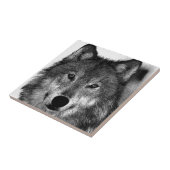 Schwarz-Weiß-Wolf Fliese (Seite)