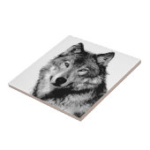 Schwarz-Weiß-Wolf Fliese (Seite)