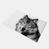 Schwarz-Weiß-Wolf Fußmatte (Schrägansicht)