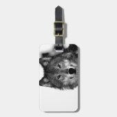 Schwarz-Weiß-Wolf Gepäckanhänger (Vorderseite vertikal)