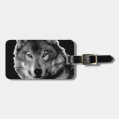 Schwarz-Weiß-Wolf Gepäckanhänger (Vorderseite horizontal)