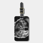 Schwarz-Weiß-Wolf Gepäckanhänger (Vorderseite vertikal)