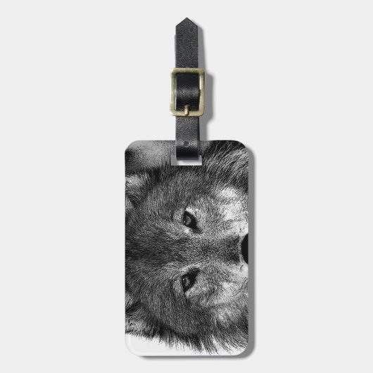 Schwarz-Weiß-Wolf Gepäckanhänger (Vorderseite vertikal)