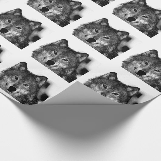 Schwarz-Weiß-Wolf Geschenkpapier (Ecke)