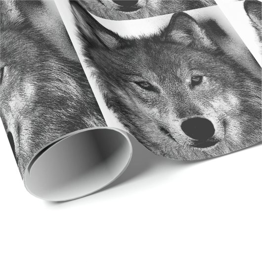 Schwarz-Weiß-Wolf Geschenkpapier (Rolleneckpunkt)