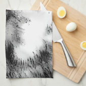 Schwarz-Weiß-Wolf Geschirrtuch (Viertel Falte)