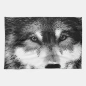 Schwarz-Weiß-Wolf Geschirrtuch (Horizontal)