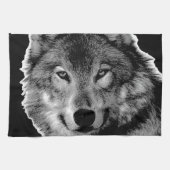 Schwarz-Weiß-Wolf Geschirrtuch (Horizontal)