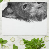 Schwarz-Weiß-Wolf Handtuch (Gefaltet)