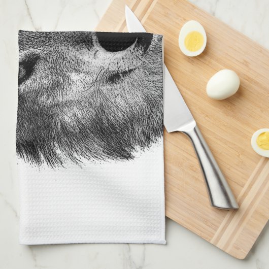 Schwarz-Weiß-Wolf Handtuch (Viertel Falte)