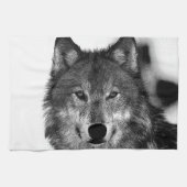 Schwarz-Weiß-Wolf Handtuch (Horizontal)